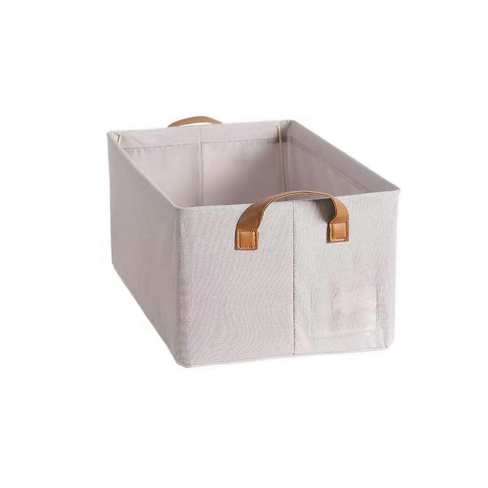 3Pack Large Fabric Storage Bins with Leather Handles, Foldable Decorative Baskets for Closet and Toys