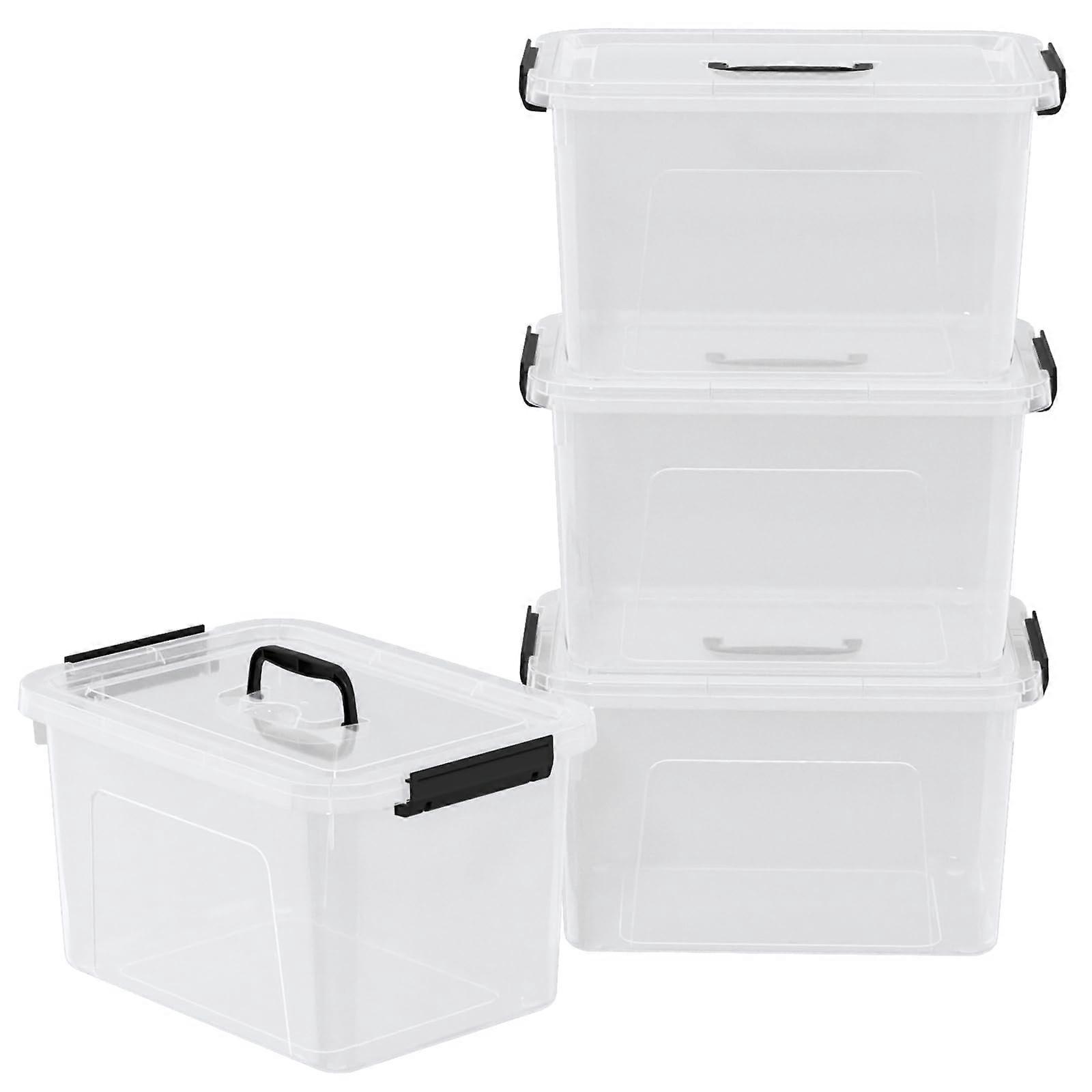 4 Pack 18 Quart Plastic Storage Bin with Lids, Clear Stackable Box with Handles for SpaceSaving