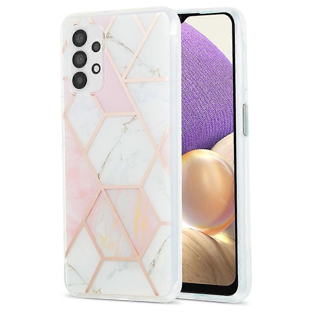 For Samsung Galaxy A13 4G Case Splicing IMD Marble Pattern Electroplated TPU Back Cover