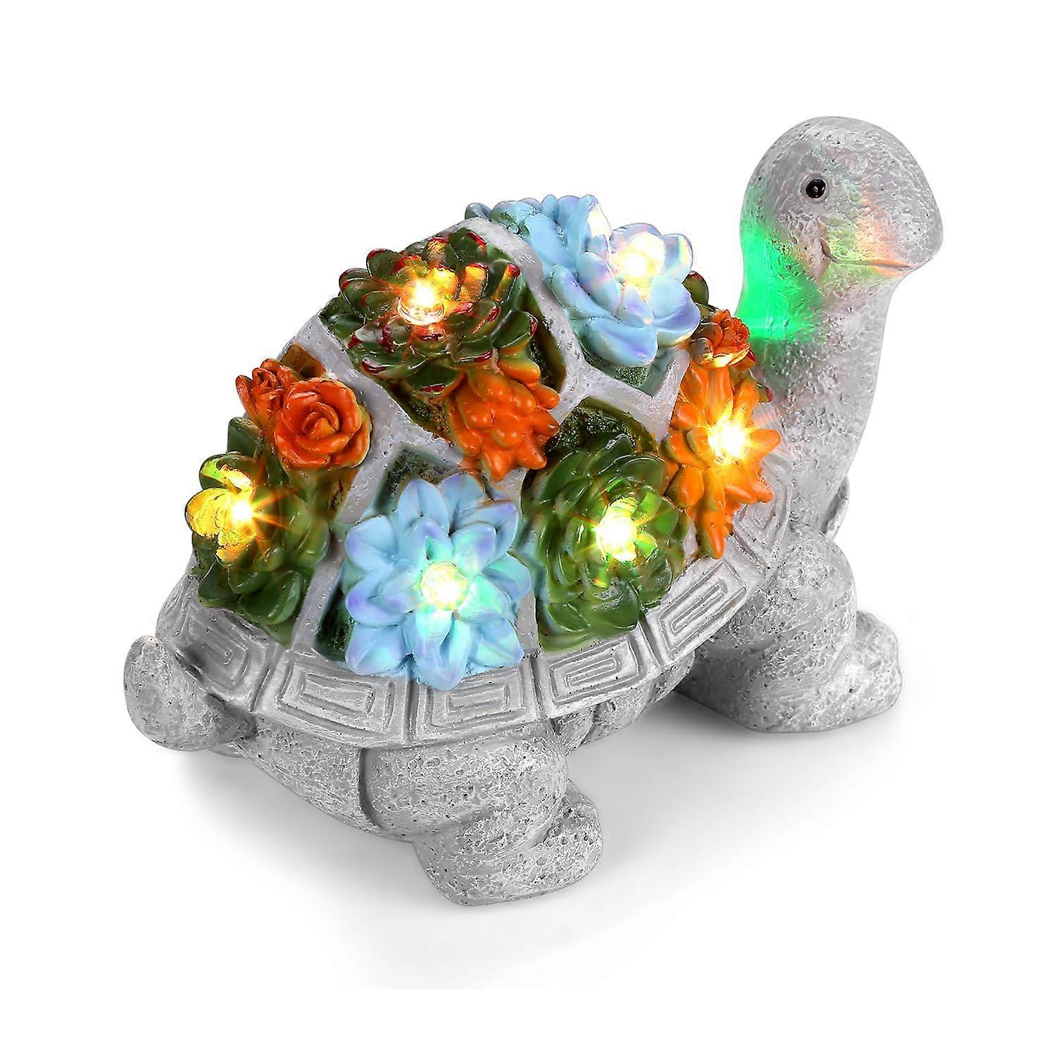 Solar Garden Lights Turtle Statue with LED, Waterproof Outdoor Yard Decor, Auto Light Sensor