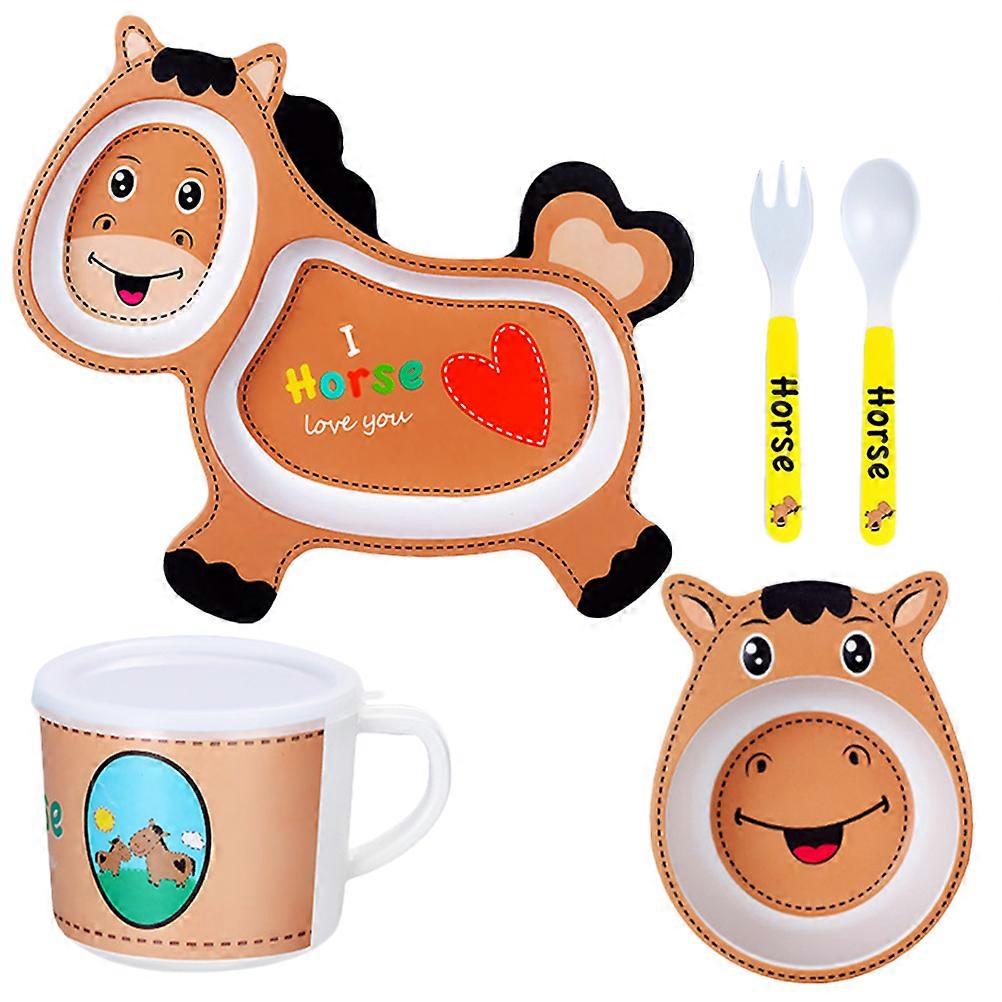 Children's Dinnerware Set Bamboo Fiber Divided Plate for Eating Use 1Set
