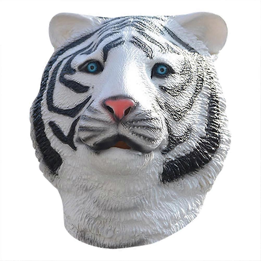 Simulation Tiger Latex Headdress for Masquerade White