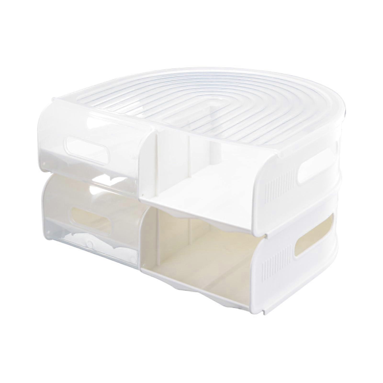 Egg Storage Container with Rolling Dispensing, Double Layer Clear Fridge Egg Holder Organizer