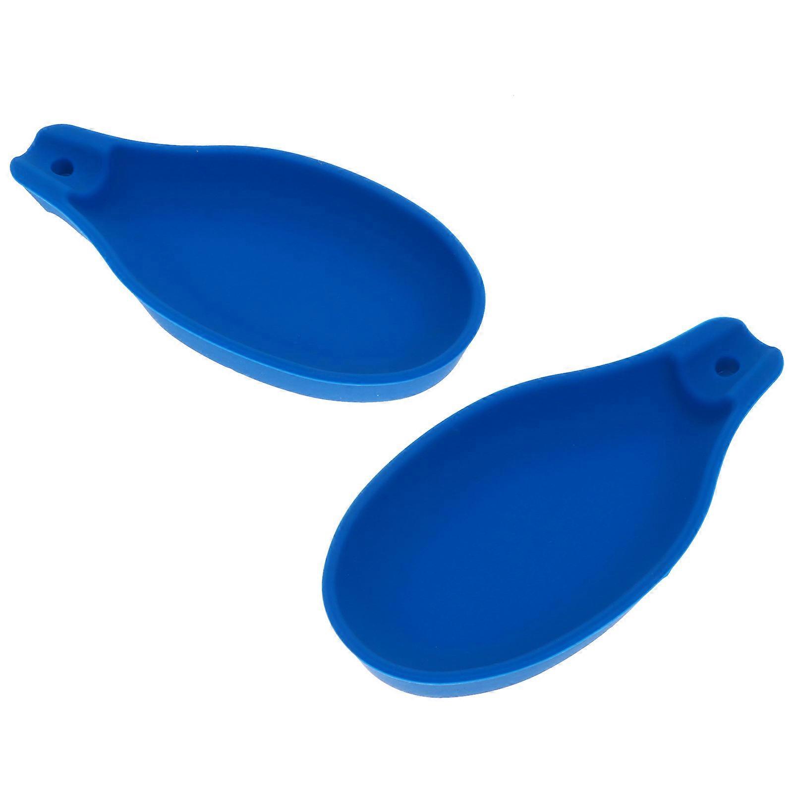 Silicone Spoon Holder for Kitchen Use 2Pcs Blue Spoon Storage Pads