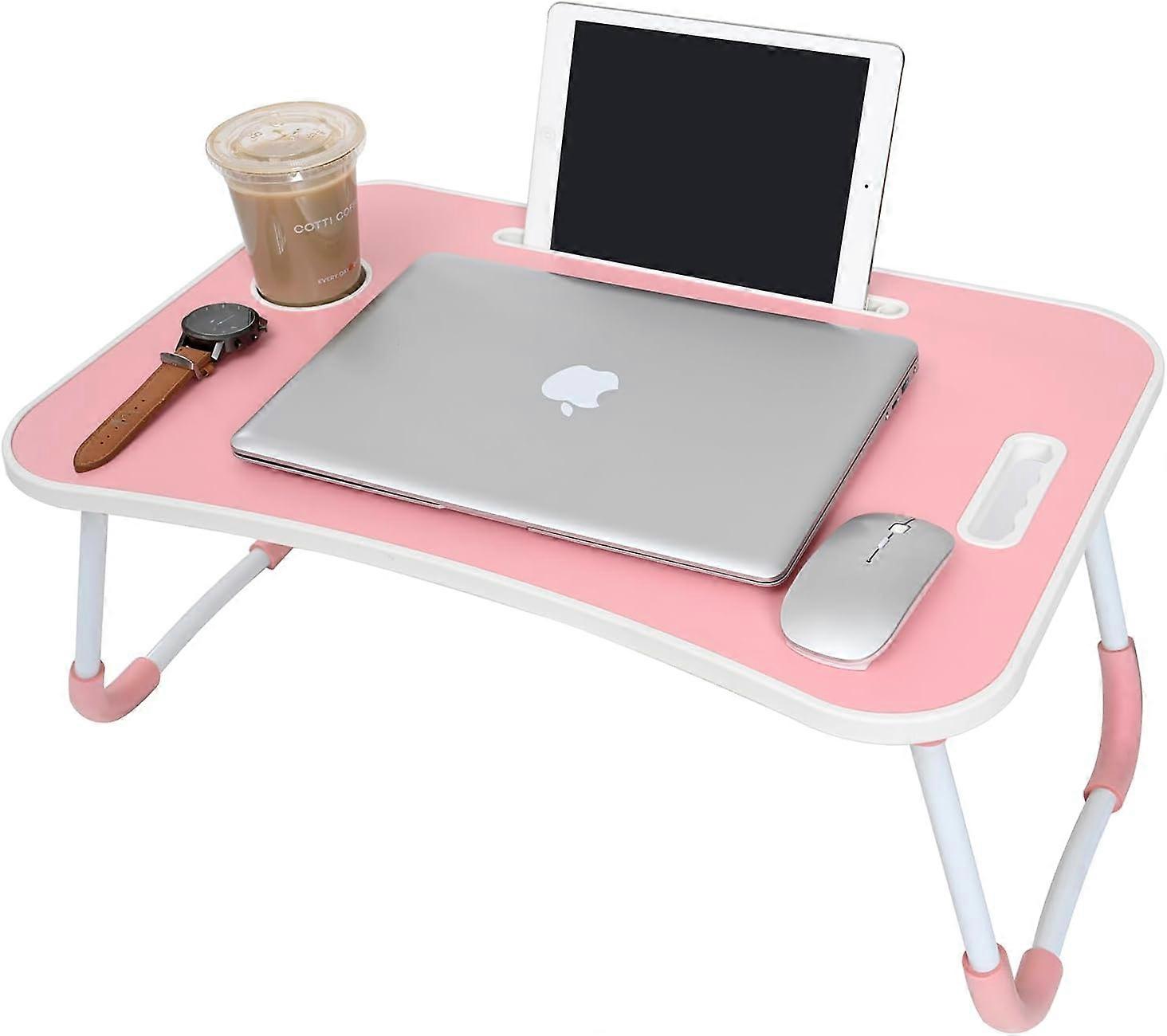 1pc Notebook Table Dorm Desk,Portable Lap Desk,Notebook Table Dorm Desk with Foldable(60 x 40cm) (pink)