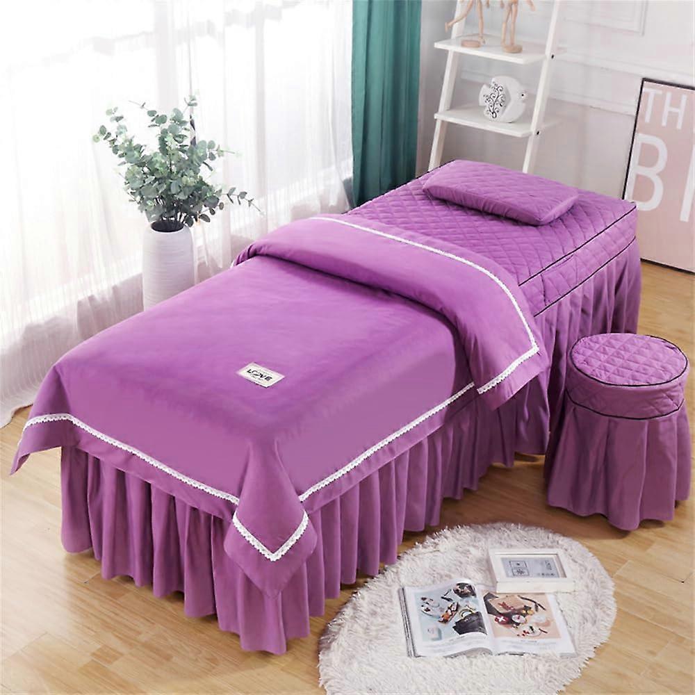 Massage Table Sheets Set with Face Hole, Soft Microfiber Spa Bed Cover, 4 Piece 180x70cm