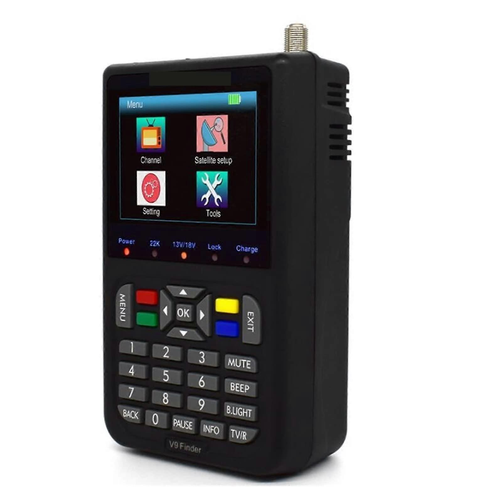 Satellite Signal Finder H.265 Digital Meter with 3.5' LCD Screen for Quick Dish Alignment Black