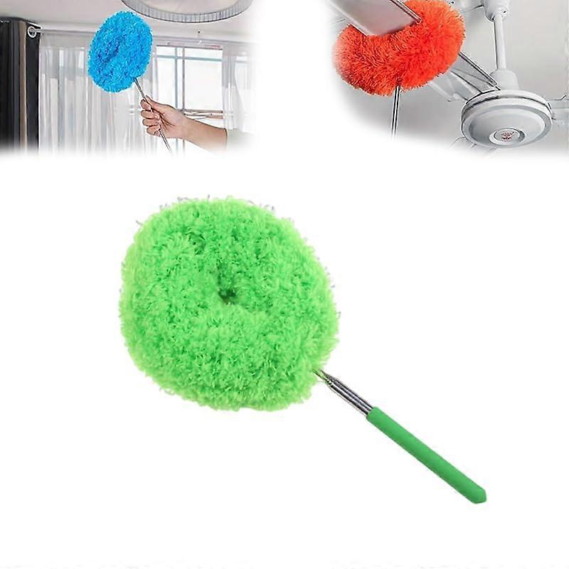 Ceiling Fan Duster with Adjustable Telescopic Pole, DoubleSided Brush Head for Easy Fan Cleaning (Green)