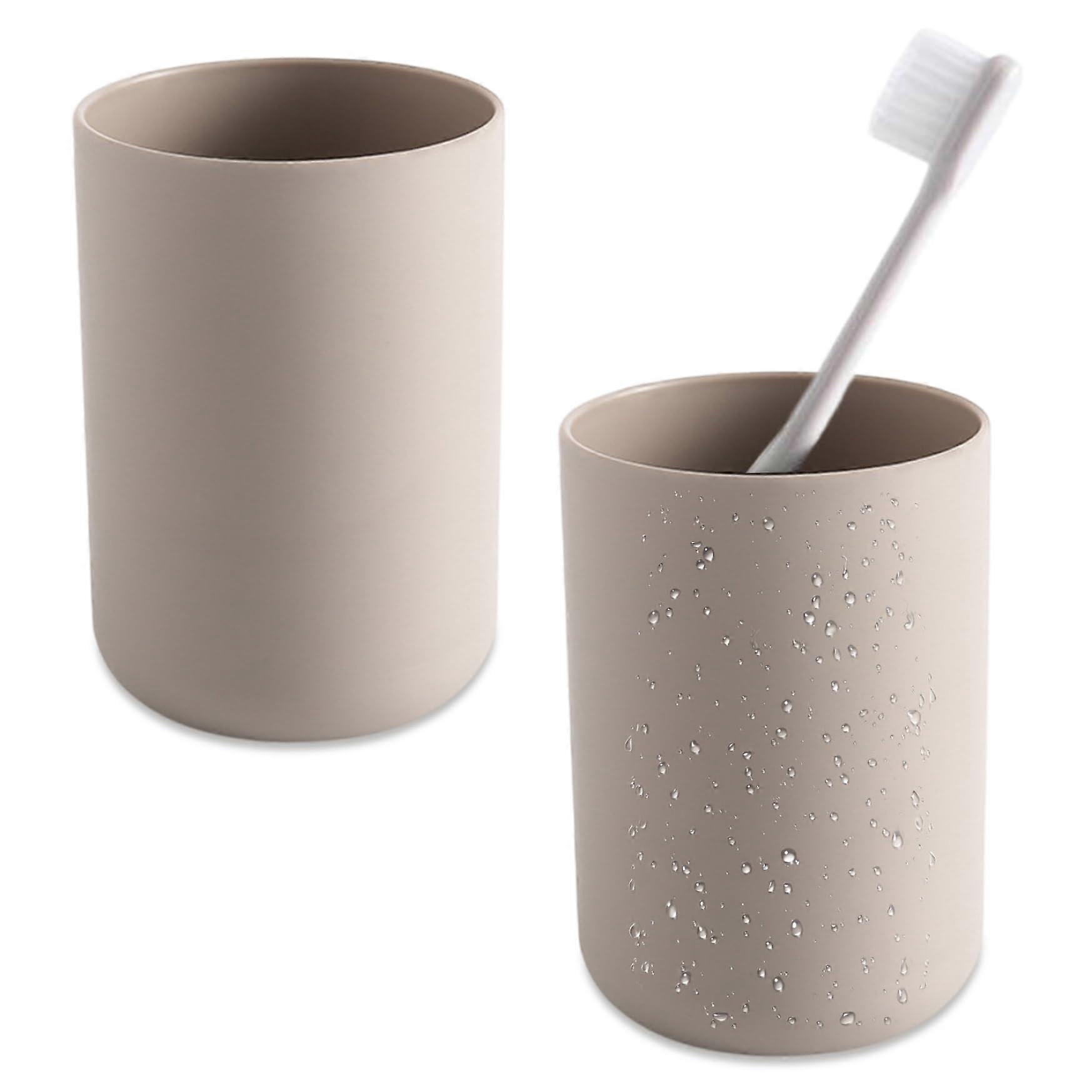 2 Pcs 300ml Bathroom Tumbler Cup Unbreakable Stackable Reusable Plastic Drinking Cup for Home Kitchen
