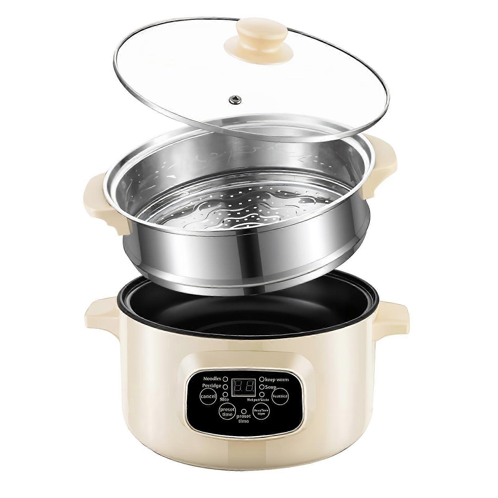 Electric Hot Pot with Steamer 3.2L Large Capacity Shabu Shabu Pot, MultiFunction, Delay Timer