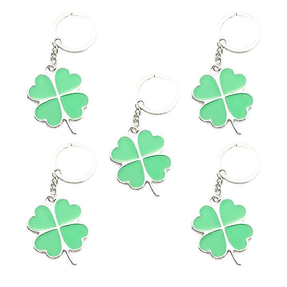 5Pcs Four Leaf Keychains St.Patrick Day Key Holders Beautiful Key Hanging Decors