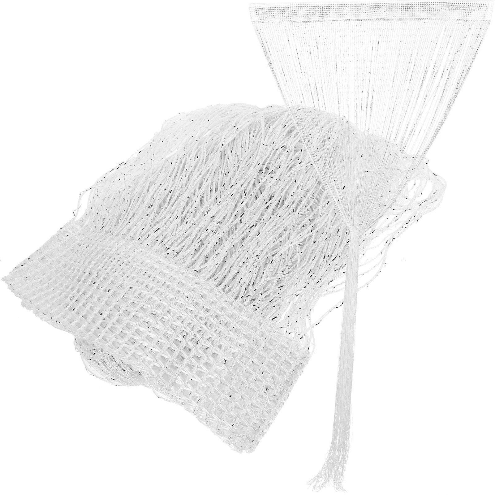 Doorway Curtains Elegant Silver Thread Fabric For Wedding Christmas Decor 2Set