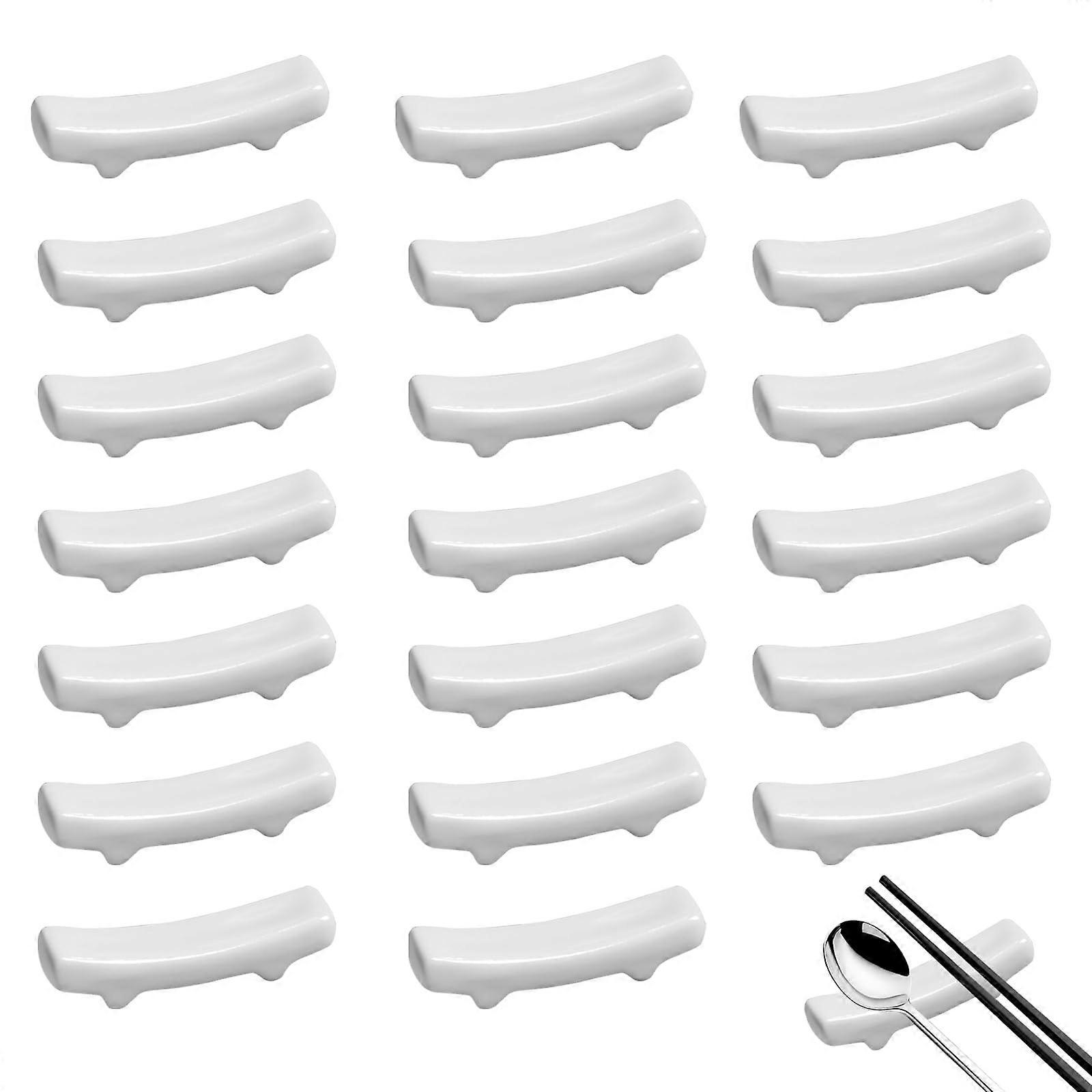 20 Pcs White Ceramic Chopstick Rest Set for Hygienic Dining and Elegant Table Setting