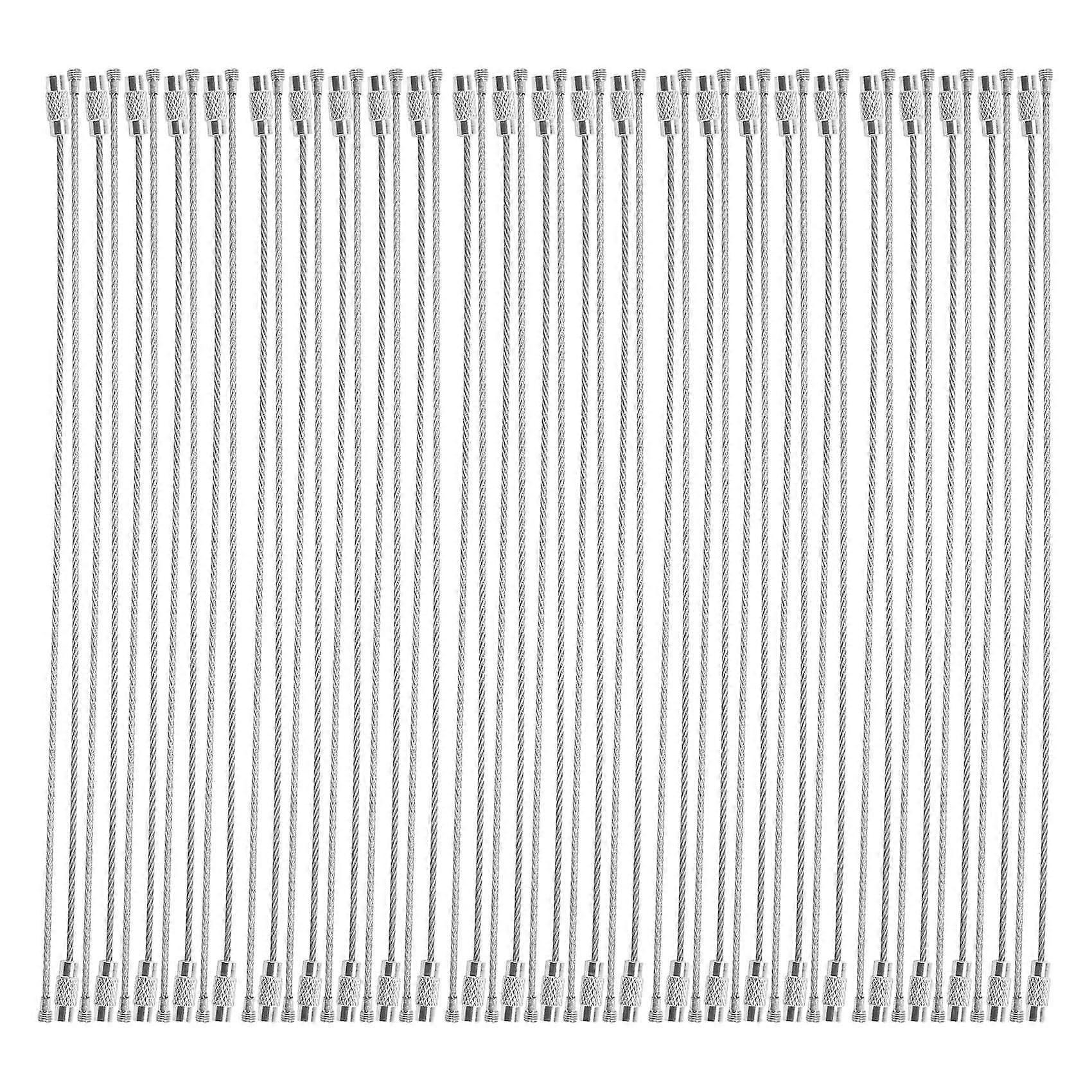 Stainless Steel 20cm Wire Keychain Cable Key Ring (50pcs)
