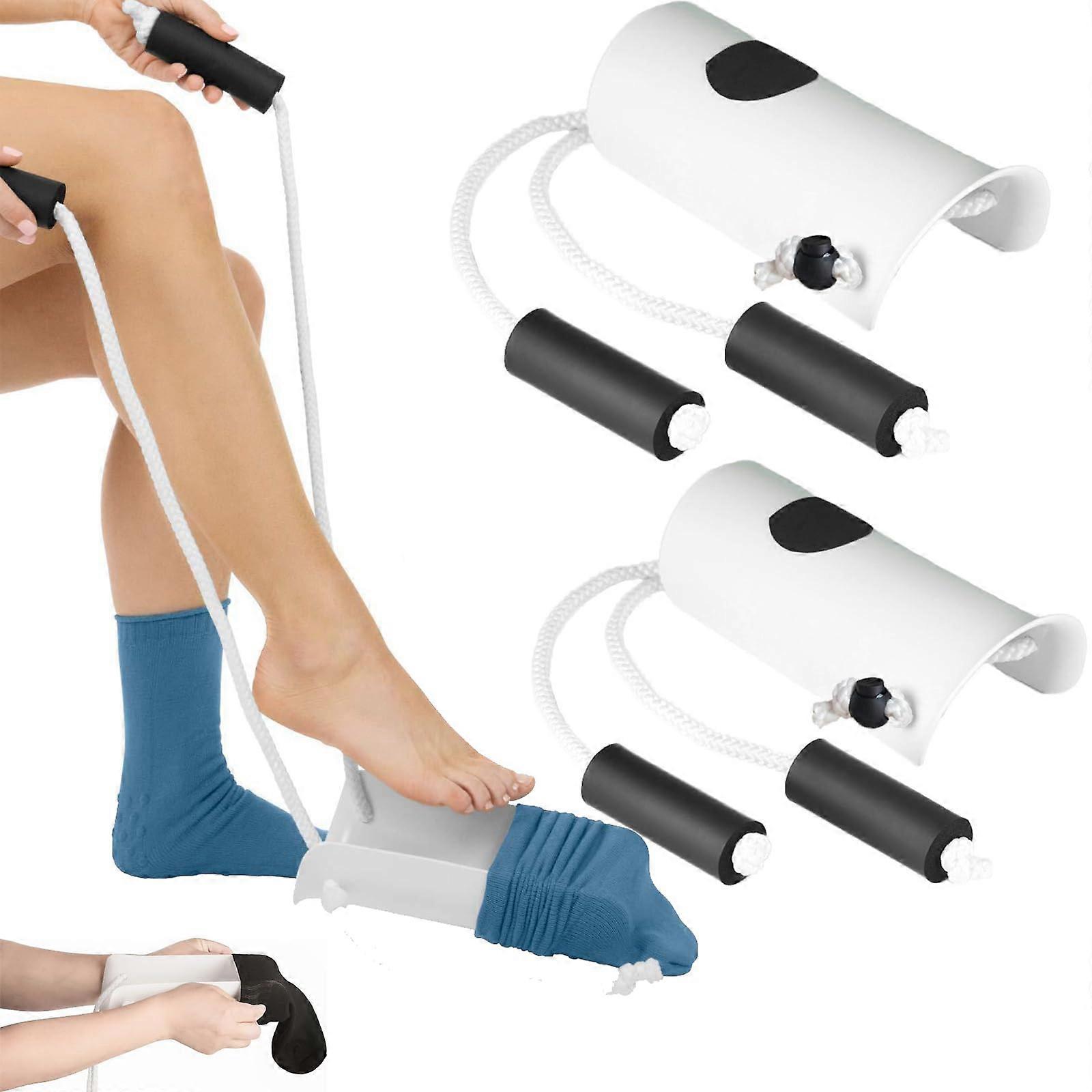 Sock Aid for Seniors and Disabled with Adjustable Rope and Soft Sponge Edging, 2pcs