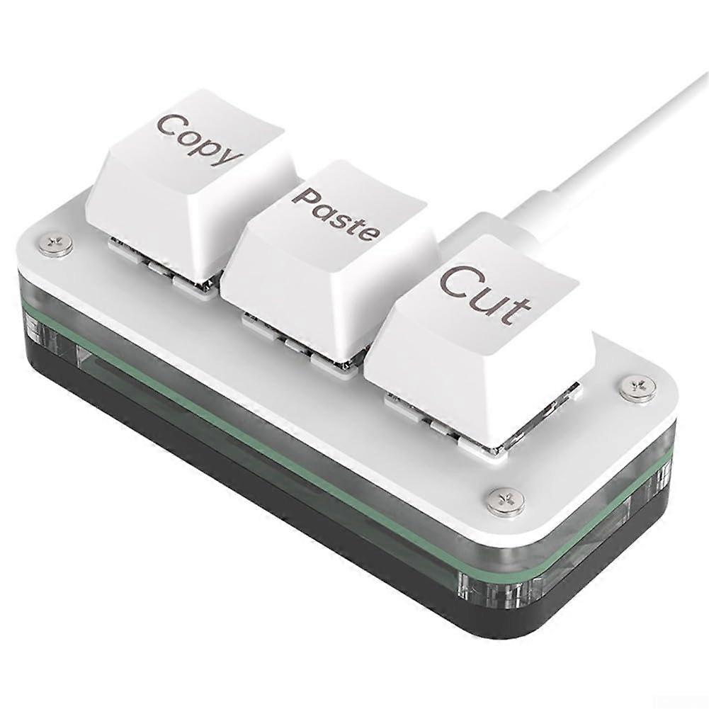 White 3 Key Programmable Mechanical Keyboard with Hot Swappable Switches and RGB Lighting