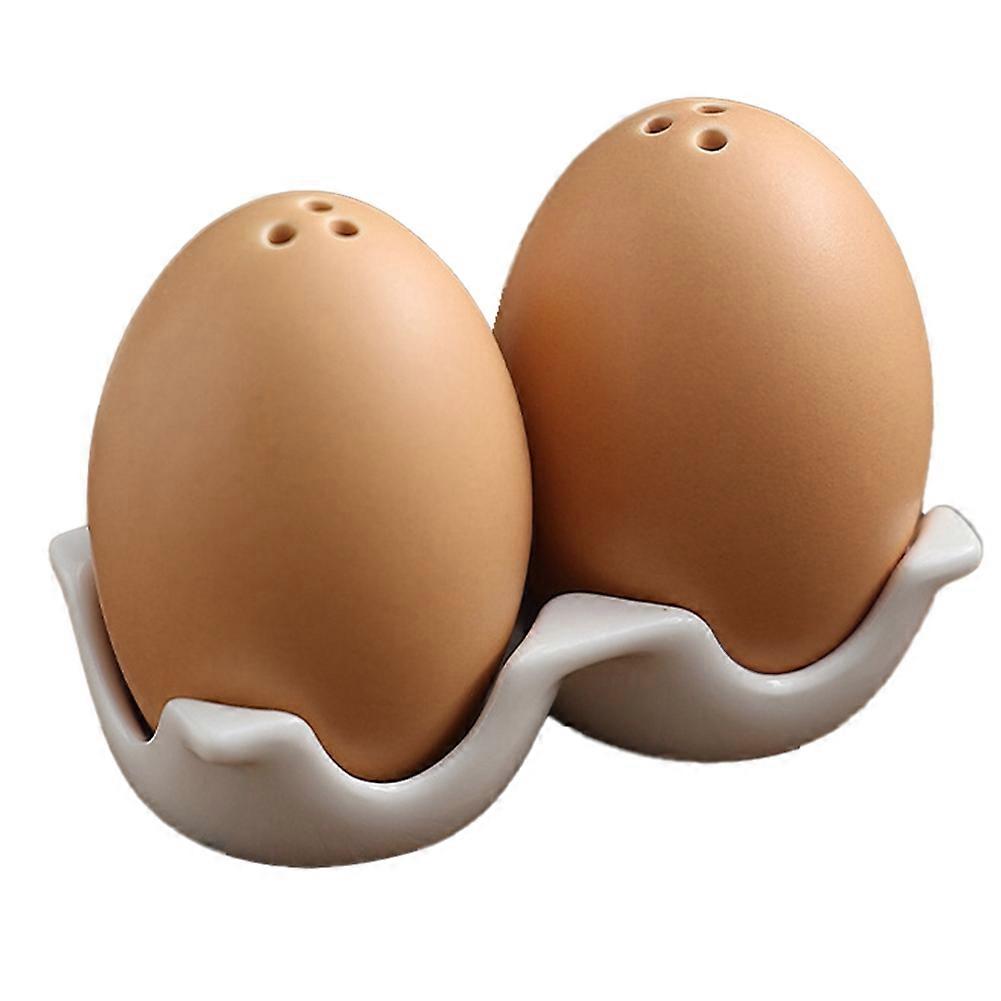 Ceramic Salt and Pepper Shaker Set, Mini Brown with Stand