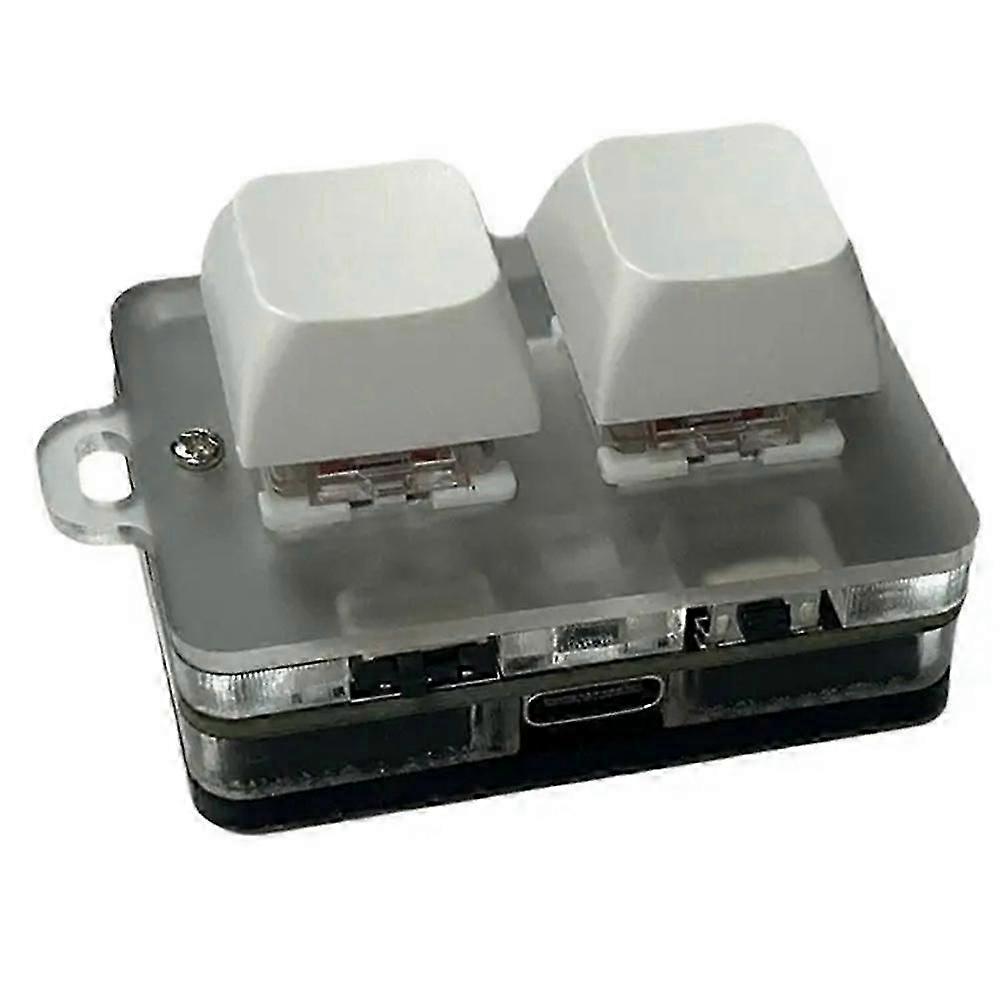 2 Keys 2.4G Mini Bluetooth Keyboard with RGB Light Hot-Swappable Copy Paste Wireless Macropad Gaming Keypad White