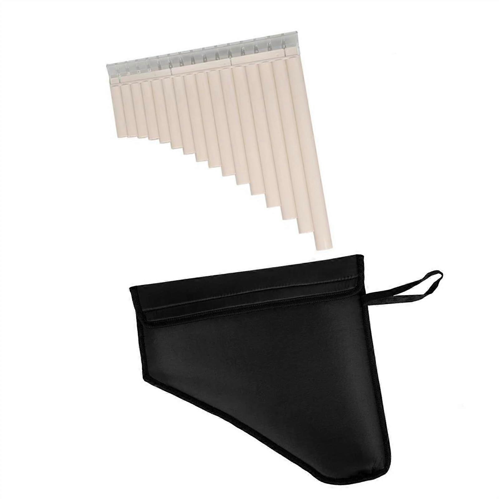 16 Pipes C Key Pan Flute BeginnerFriendly with Protective Carry Bag, Beige