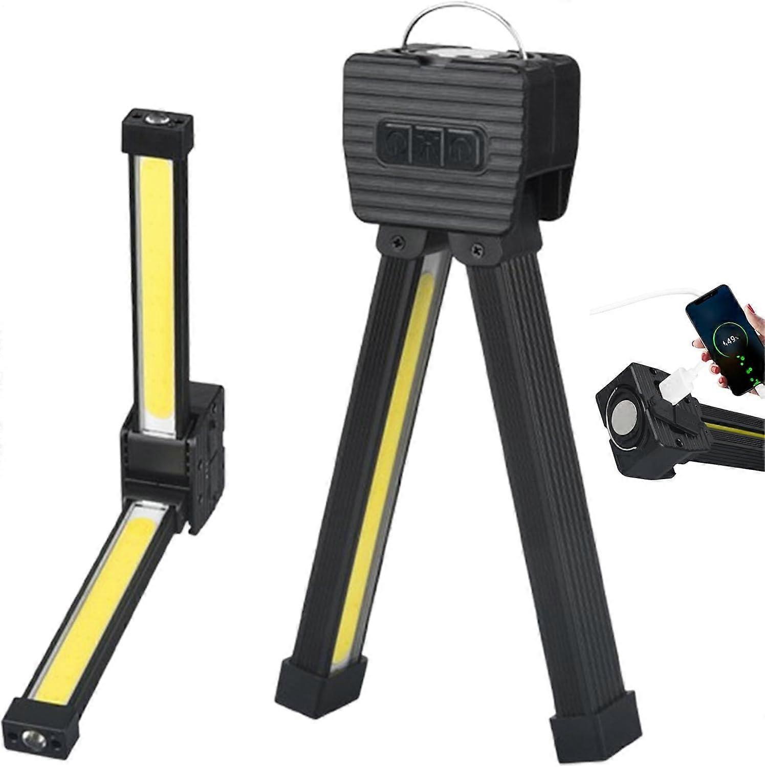 LED Work Light with Magnetic Base, 7Level Brightness, 180° Foldable USB Rechargeable Flashlight