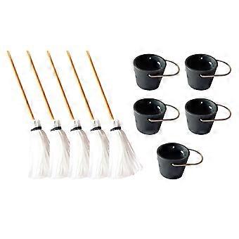 Conjunto de 5 esfregões decorativos para casa de bonecas em miniatura.
