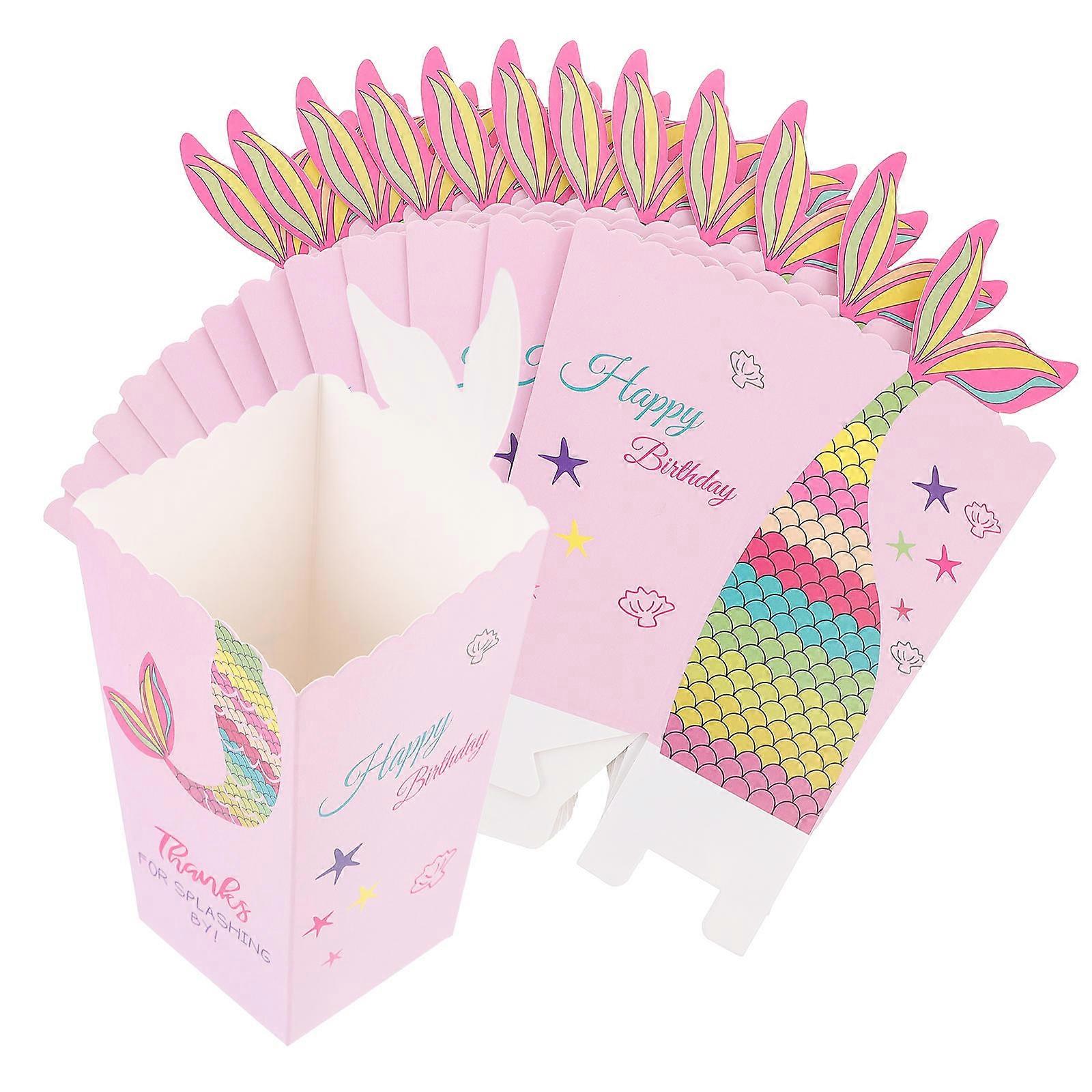 Creative Mermaid Pattern Popcorn Box for Home Use 24Pcs Paper Candy Boxes