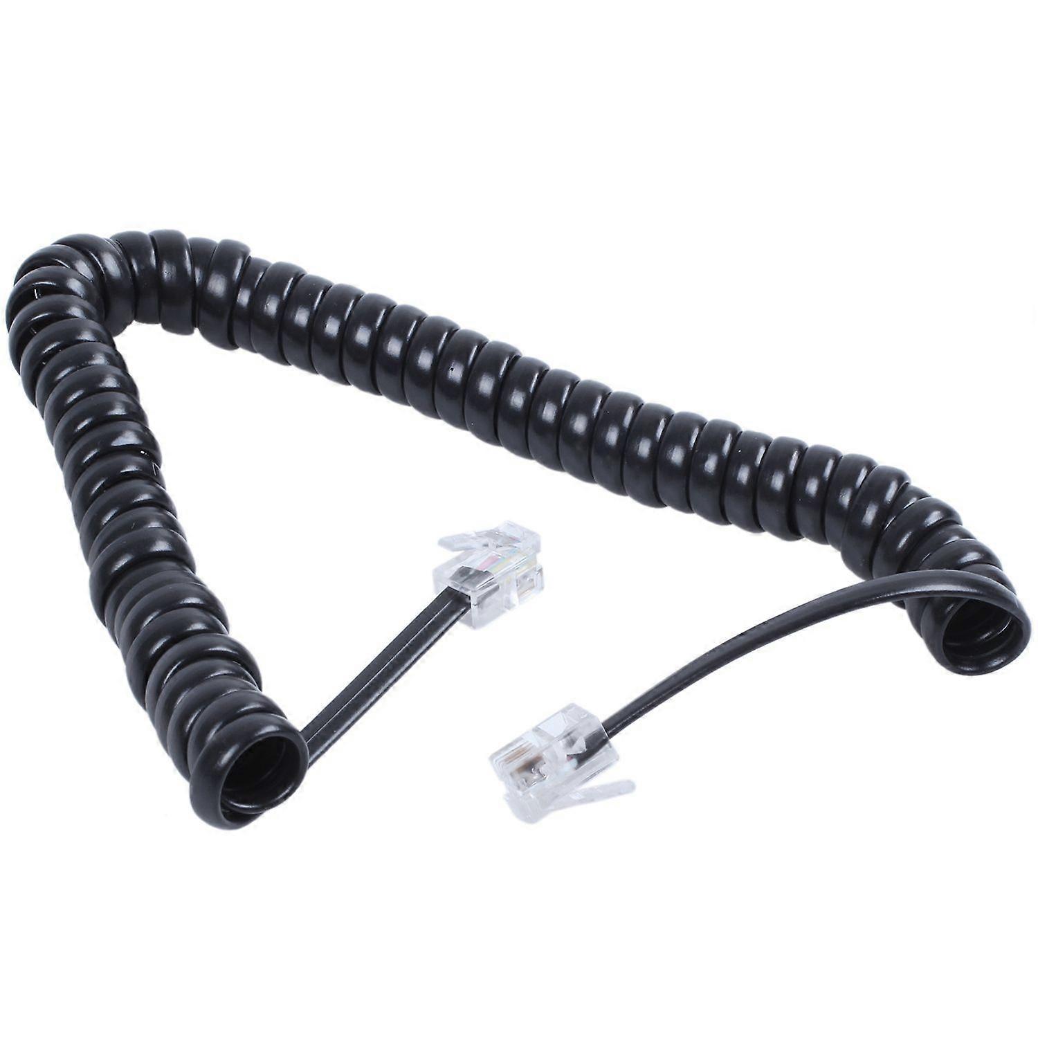 Replacement RJ9 4P4C Plug Coiled Stretchy Handsets Cable Line Black