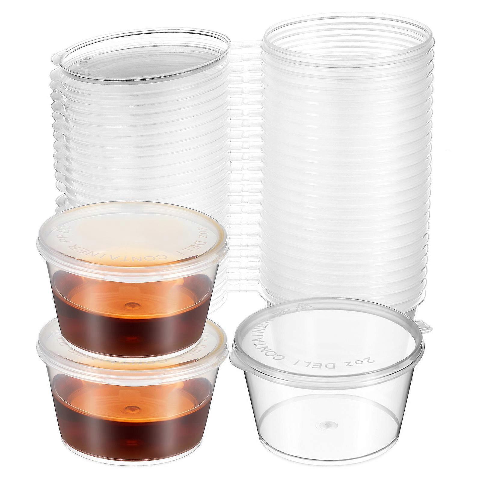 Condiment Cups Plastic Containers for Storage Use 100Pcs with Lids Transparent