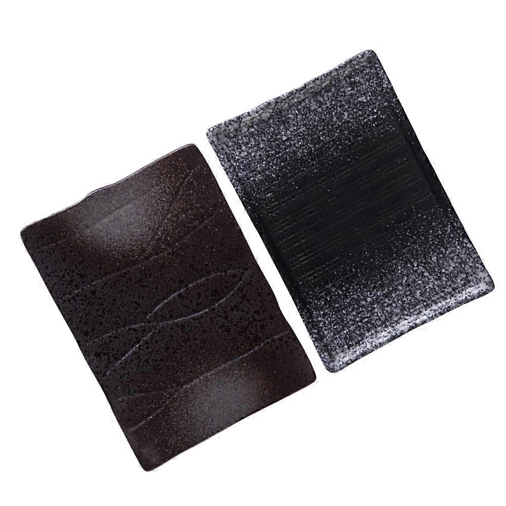 Ceramic Sushi Dish Rectangular for Home Use 2Pcs Japanese Style Plates