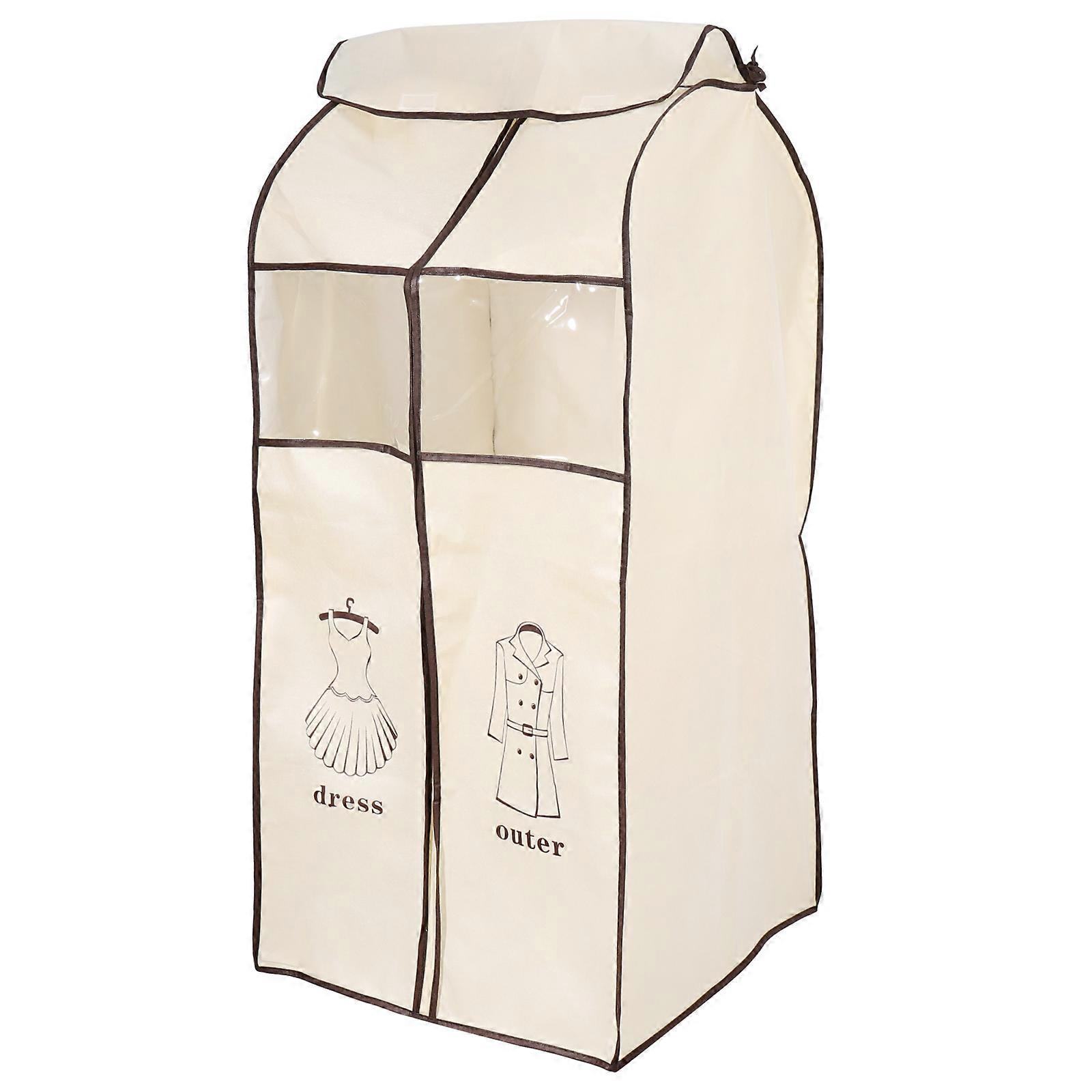 Clothes Cover Dustproof Hanging Garment Clothes Protector Bag 1Pcs Beige