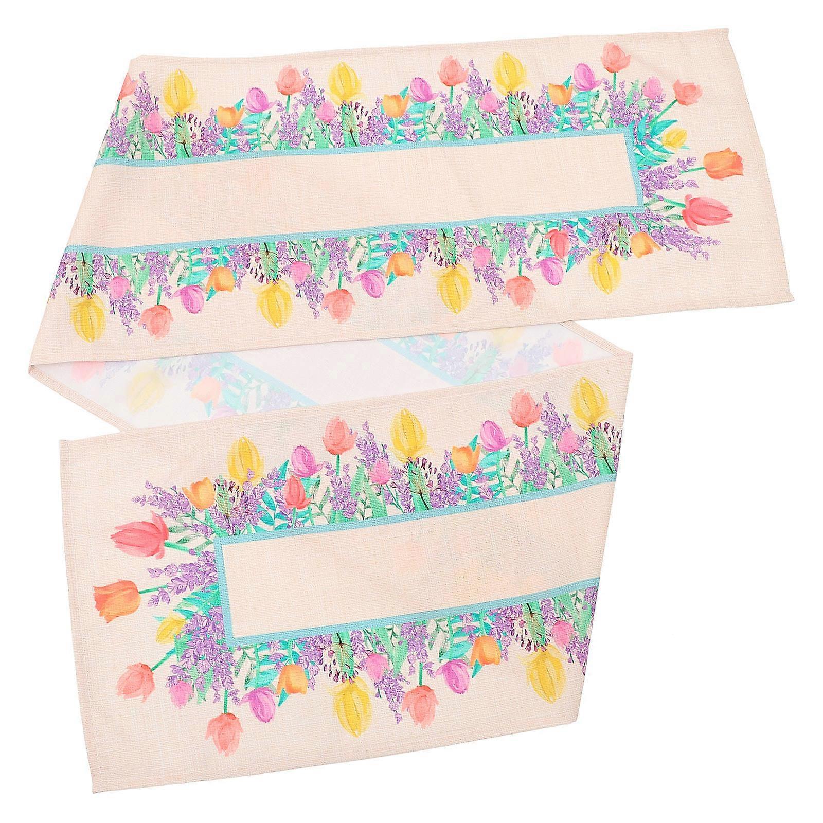 Party Table Runner with Tulip Pattern 2Pcs Decorative Waterproof Runner