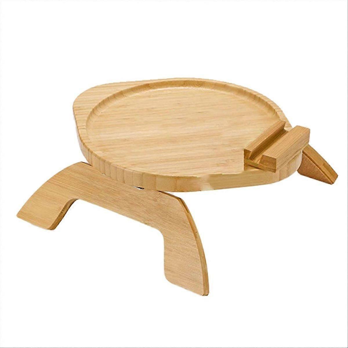Couch Arm Table Sofa Armrest Tray with 360Rotatable for Eating Round