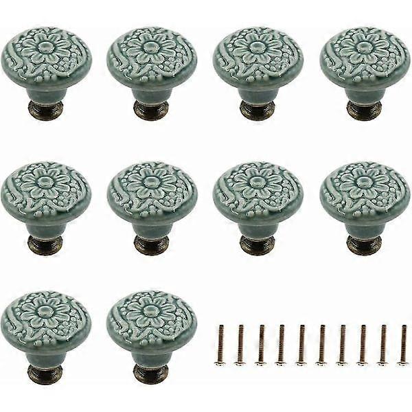 10-pack Decorative Ceramic Knobs (Green) Drawer(Green) Cabinet Dr