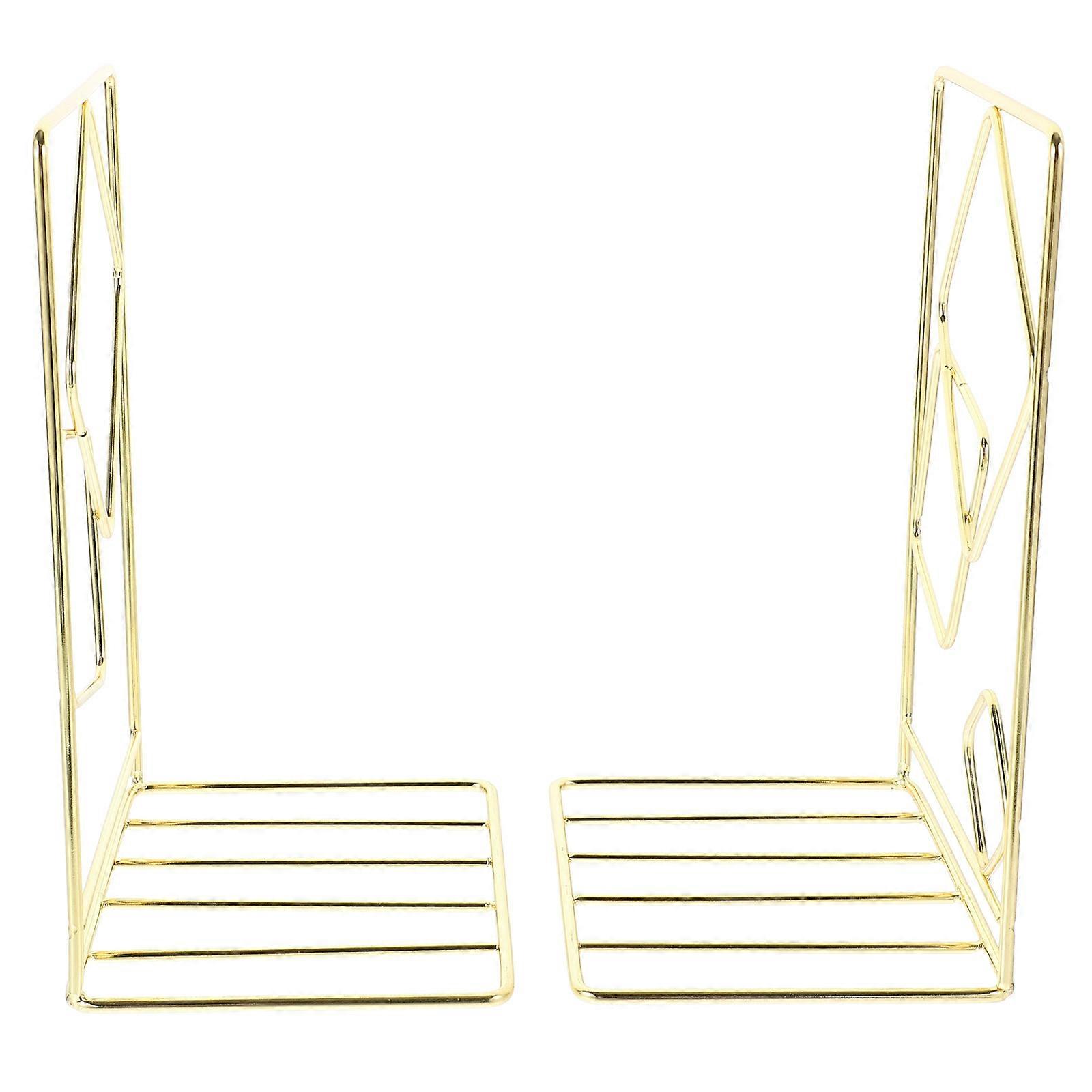 Bookends Metal Bookends Decorative Function 10Pcs Golden Iron Material