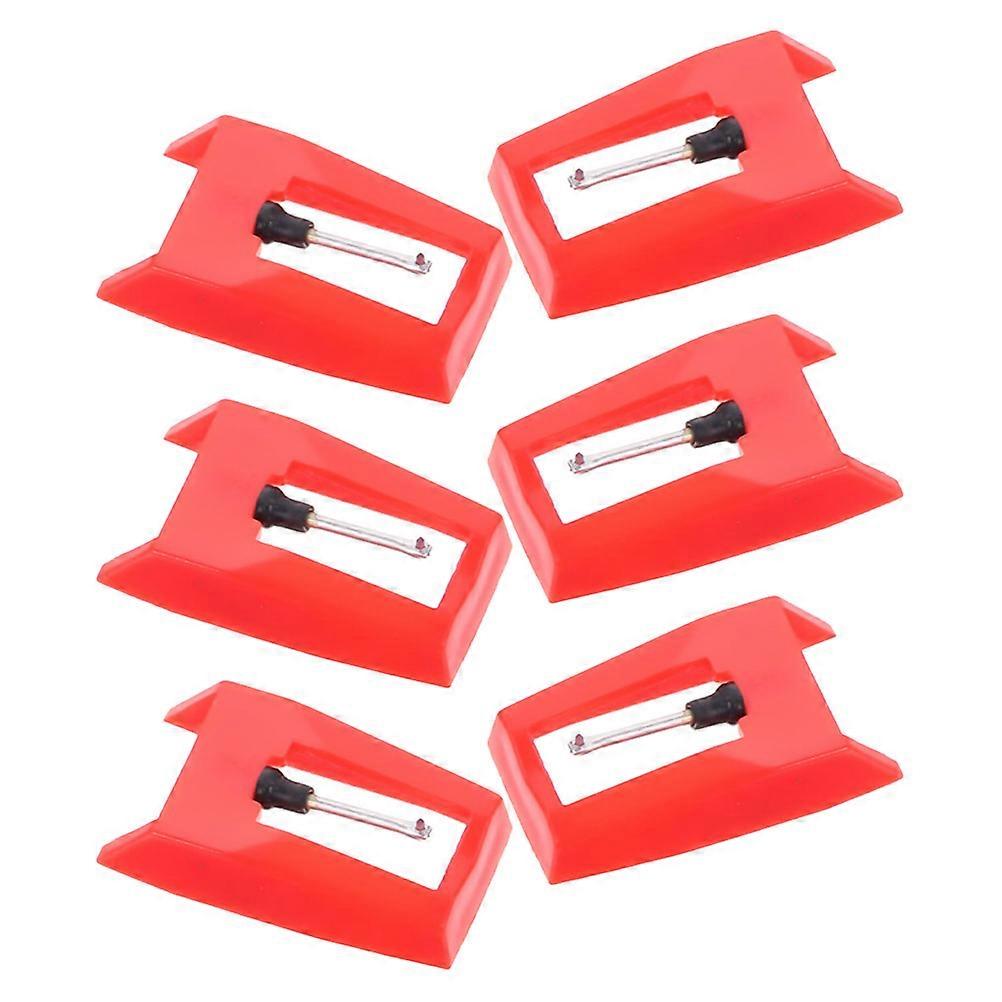 6Pcs Red Record Player Needles for Turntable Compatible Replacement