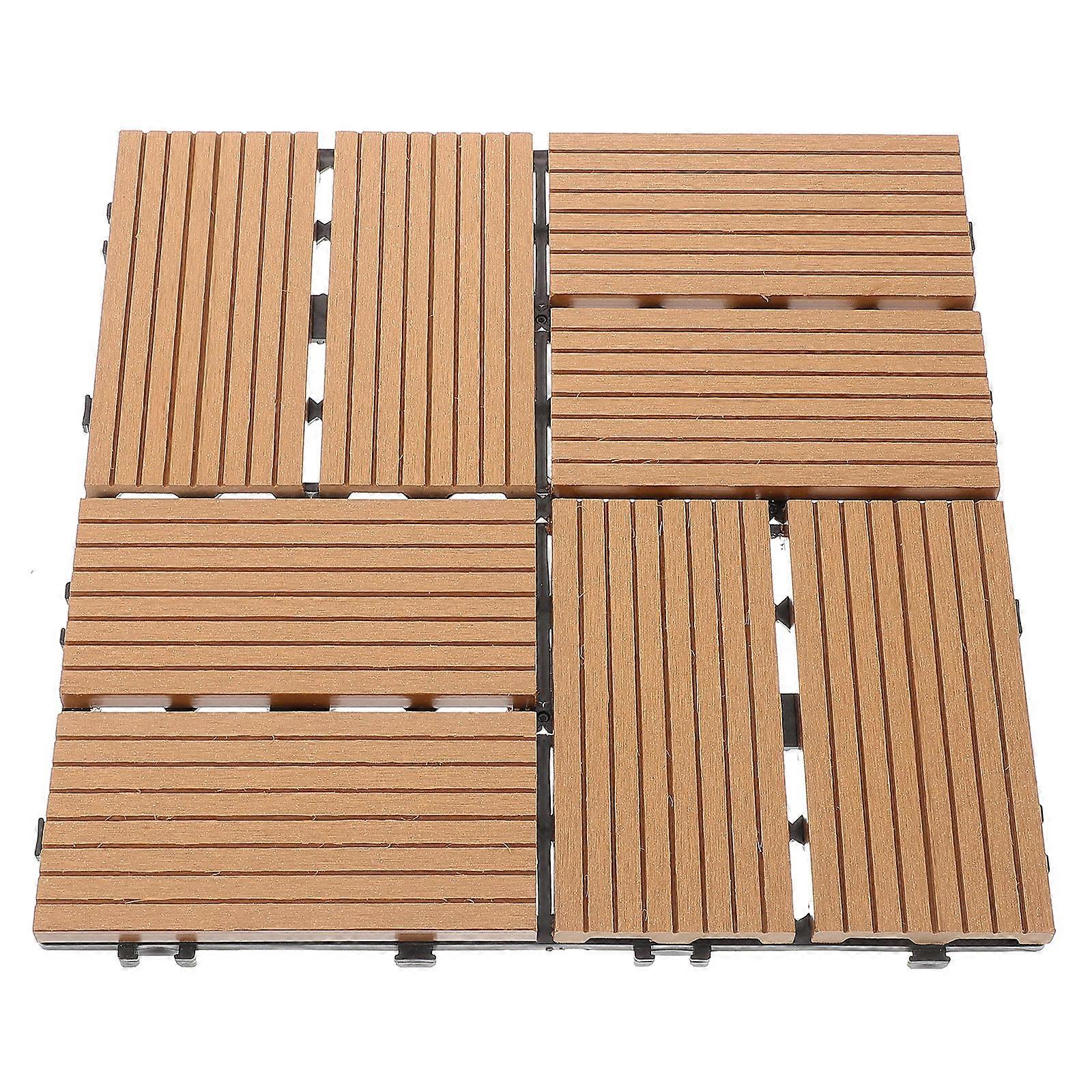 Light Brown Wood-Plastic Composite Interlocking Deck Tile for Patio
