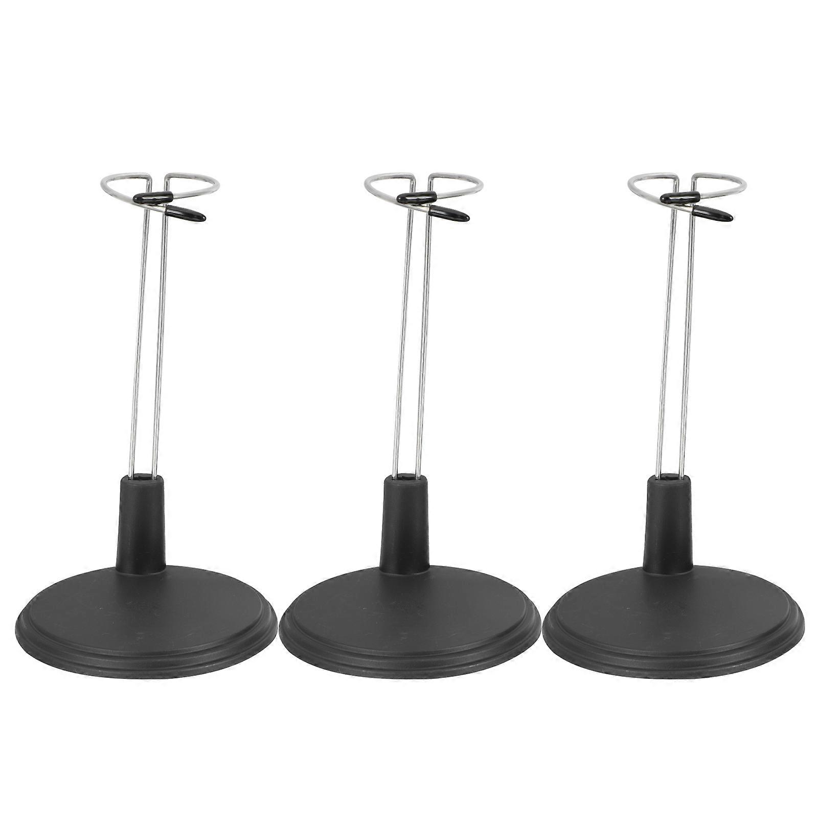 Doll Supporting Rack PVC Figures Frame for Storage 3Pcs Black