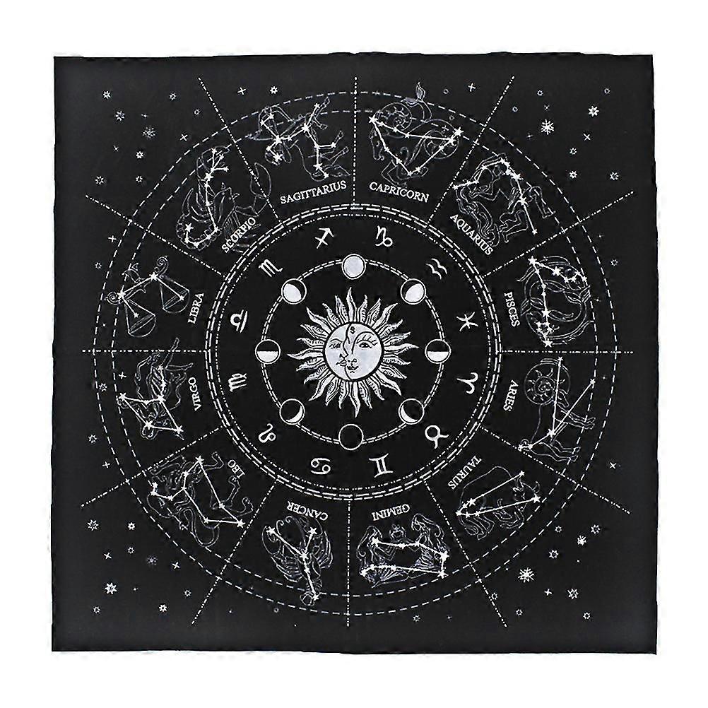 Tarot Divination Tablecloth | Soft Flocking Fabric | 12 Constellation Pattern