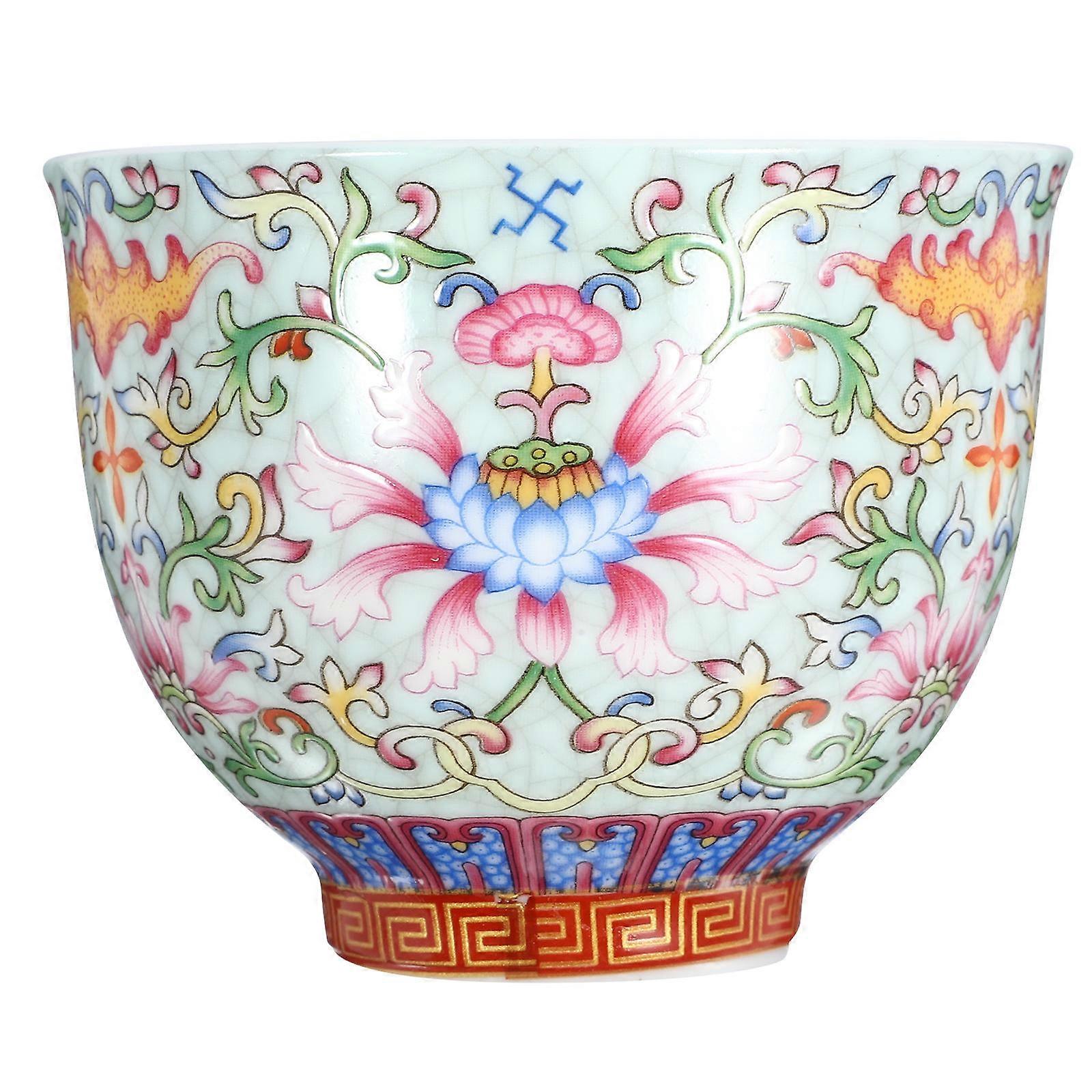 Hand Painted Ceramic Tea Cup for Daily Use with Flower Pattern