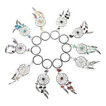 10pcs Dream Catcher Keychain: Metal Keyring With Crystal Stone Pendant - Tassel Charms For Bag Decoration & Key Ornaments