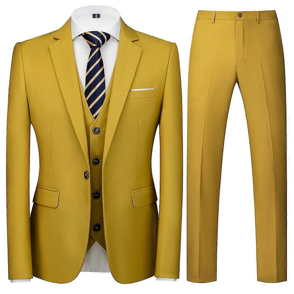 Men's 3 Pieces Elegant Solid One Button Slim Fit Suit Sets
