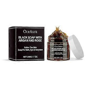 Black Body Cleansing Soap with Argan Rose, Deep Moisturizing, Bacteria-Free, Long-Lasting Freshness ,200g