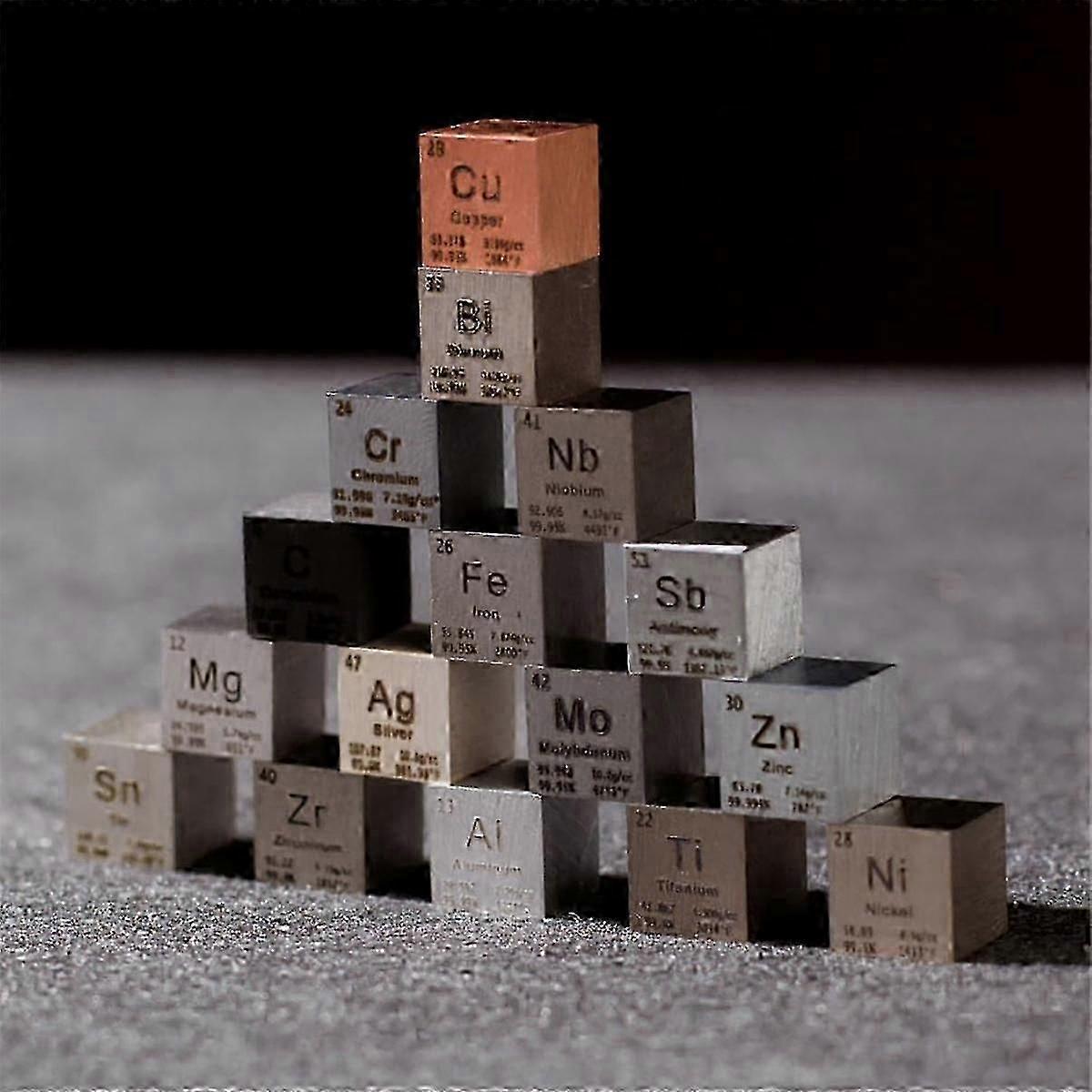 Elements Cube Set- 10mm Elements Cubes Aluminum Titanium Copper Tungsten Dice For Elements Periodic Table Collections