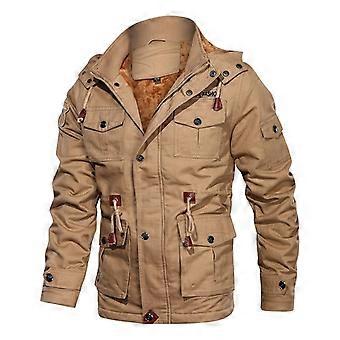 Autumn Winter Men's Cotton Wash Jacket Detachable Hooded and Fleece Thickened Mid-length Jacket for Men