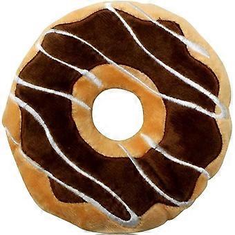 Dog Teething Chew Toy - Pet Squeaky Toy Donut Soft Stuffed Plush Puppy Interactive Toy Puppies Play Toy for Aggressive Chewers Coffee & Khaki -