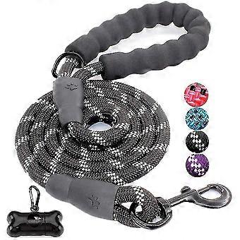 5 Ft Strong Dog Lead With Comfortable Padded Handle And Highly Reflective Threads For Small, Medium And Large Dogs (5-ft, Black)