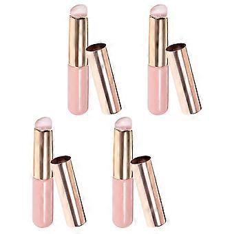 Silicone Lip Brush Portable Lipstick Brush for Makeup Use 4Pcs Pink Set