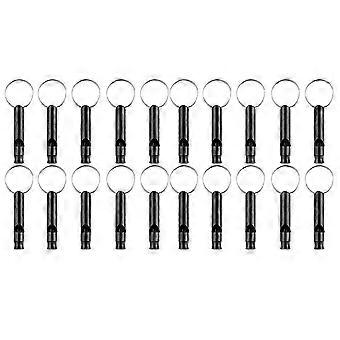 20 Pack Aluminum Whistle, Sports Whistle, Emergency Survival Whistles with Key Chain,Black