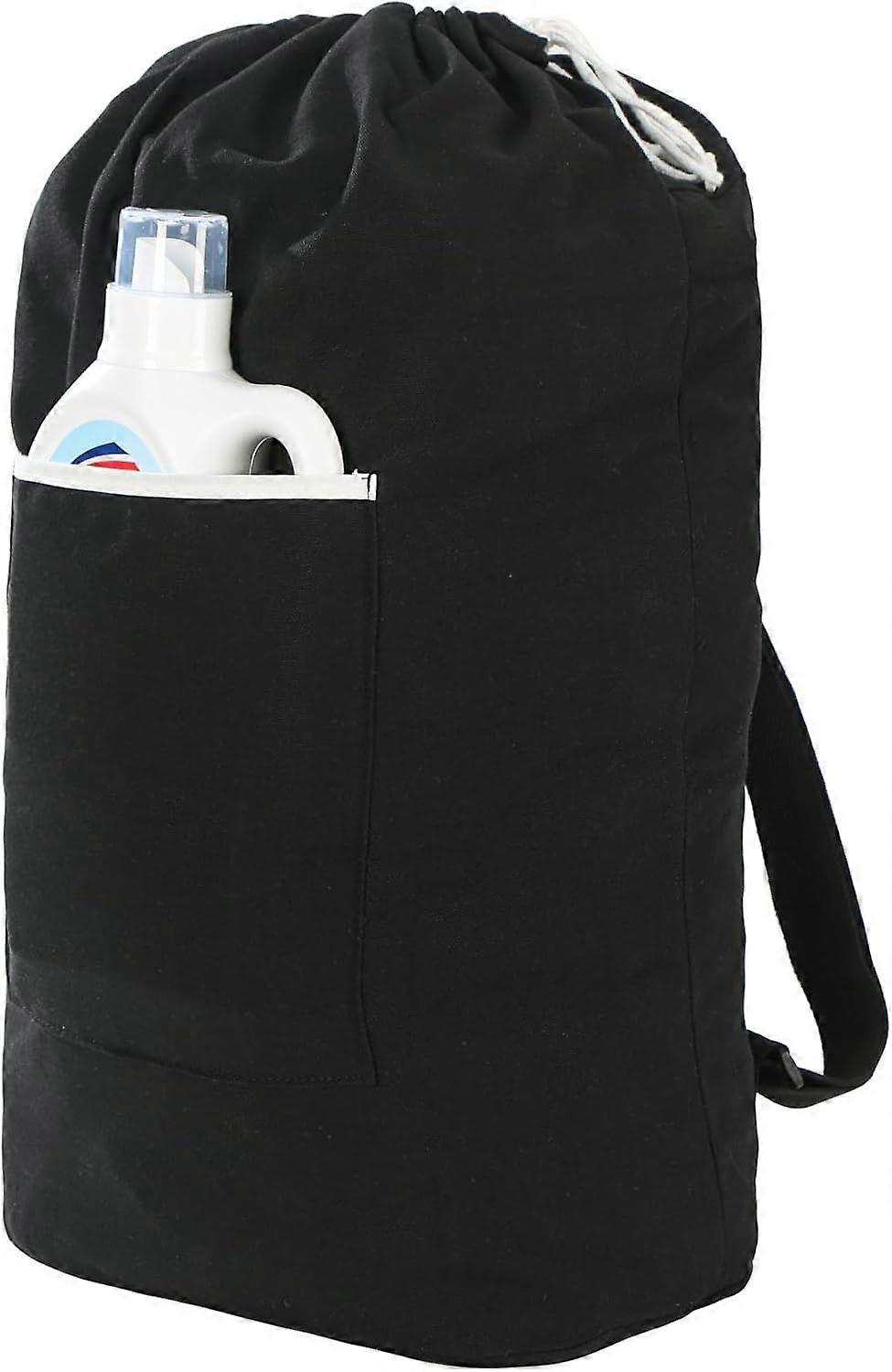 Canvas Laundry Backpack, Washable Bag with Large Front Pocket, Adjustable Straps, Drawstring Closure, X-Large