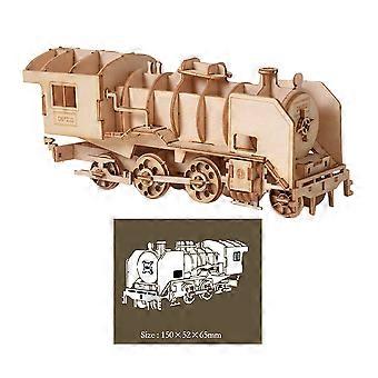 1pc 3D Wooden Puzzle Educational Toy Wooden Steam Model Train Jigsaw Puzzle for Kids and Adults